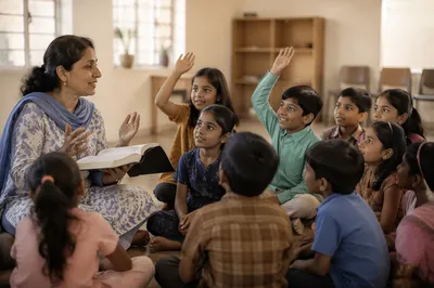 Indian Children Listening in Sunday School