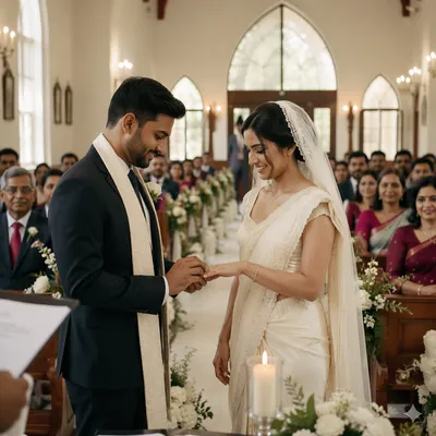 Indian Christian Wedding Ring Exchange Ceremony