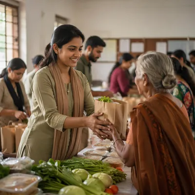 Young Woman Volunteering at Community Center