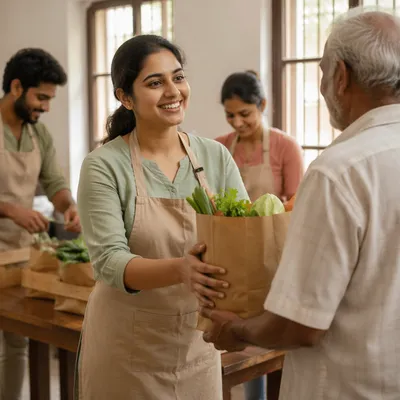 Young Woman Volunteering at Community Kitchen