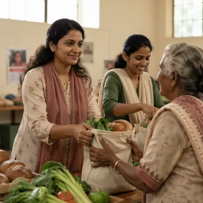 Woman Volunteering at Community Food Center