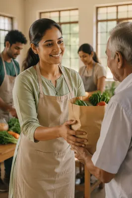 Young Woman Volunteering at Community Kitchen