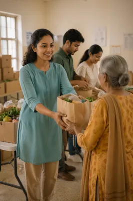 Young Woman Volunteering at Community Center