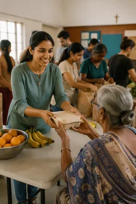 Young Woman Volunteering at Community Kitchen