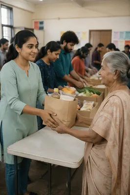 Indian Woman Volunteering at Community Kitchen