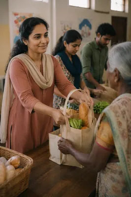 Woman Volunteering at Community Food Center