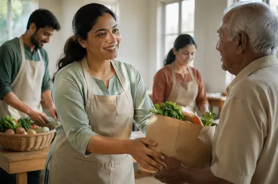 Young Woman Volunteering at Community Kitchen