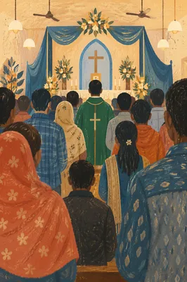 South Asian Church Congregation from Behind