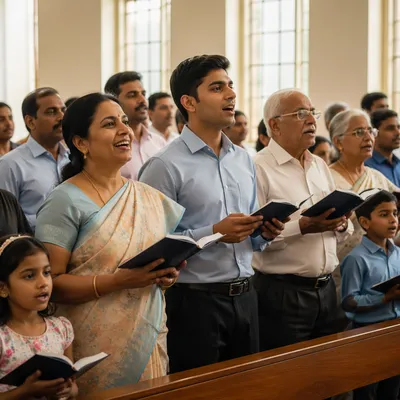 Indian Congregation Singing in Chapel