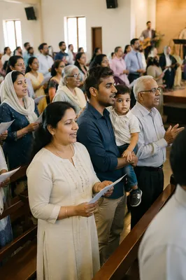 Indian Church Congregation Singing Together