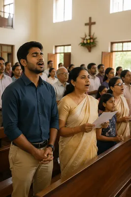 Indian Church Congregation Singing Together Indoors
