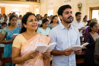 Indian Congregation Singing in Church Hall
