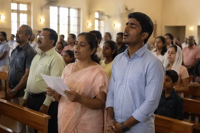 Indian Congregation Singing in Church Sanctuary