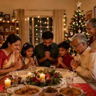Indian Family Celebrating Christmas at Home