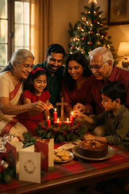 Indian Family Celebrating Christmas at Home