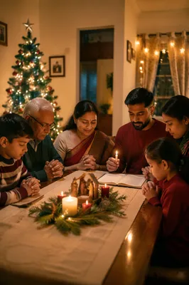 Indian Family Celebrating Christmas at Home