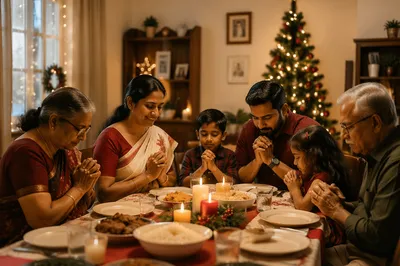 Indian Family Celebrating Christmas at Home