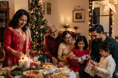 Indian Family Celebrating Christmas at Home