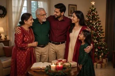 Indian Family Celebrating Christmas at Home