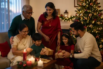 Indian Family Celebrating Christmas at Home