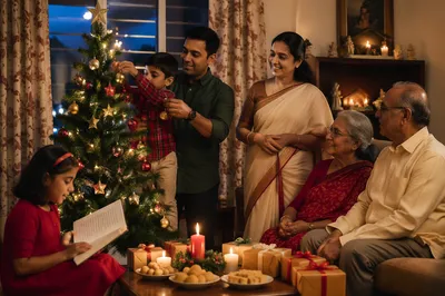 Indian Family Celebrating Christmas at Home
