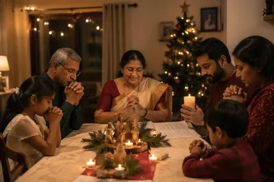 Indian Family Celebrating Christmas at Home