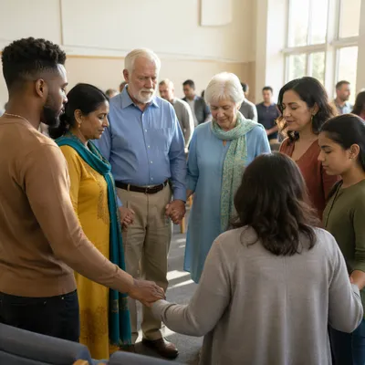 Diverse Worship Gathering in Sunlit Hall