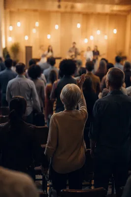 Diverse Congregation in Warm Community Hall