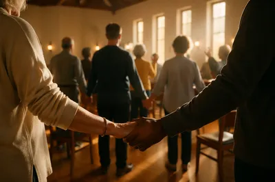 Diverse Group Holding Hands in Worship