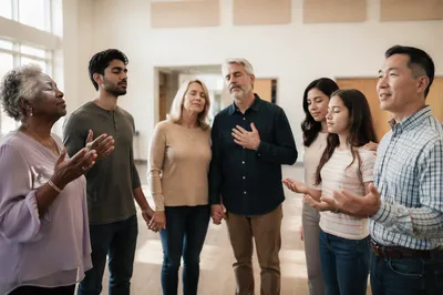 Diverse Community Worship Gathering in Modern Hall
