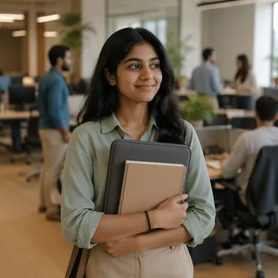 Young Office Intern on First Day