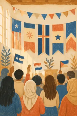 International Flags in Community Hall