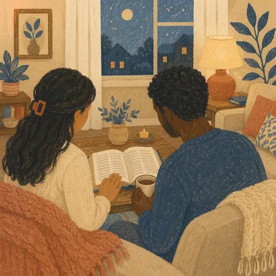 Interracial Couple Bible Study at Home