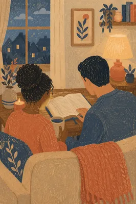 Interracial Couple Studying Bible at Home