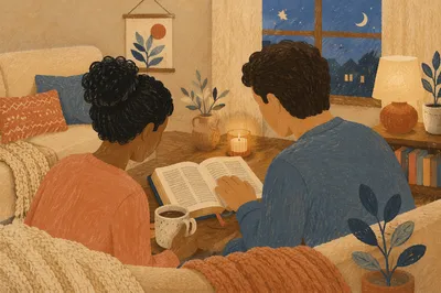 Interracial Couple Bible Study at Home