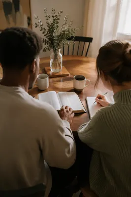 Interracial Couple Bible Study at Home
