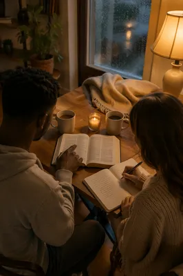 Interracial Couple Bible Study at Home