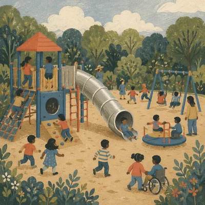 Children Playing Together on School Playground