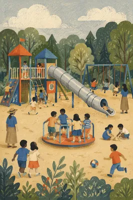 Children Playing Together on School Playground