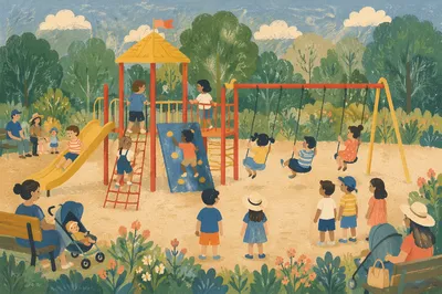 Children Playing on School Playground