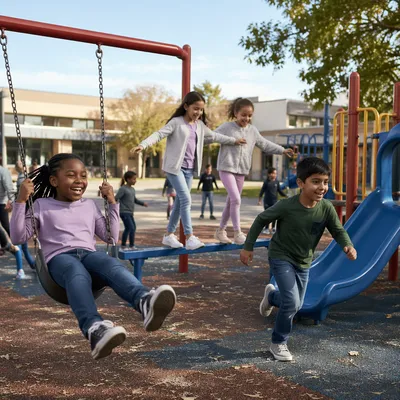 Children Playing on School Playground