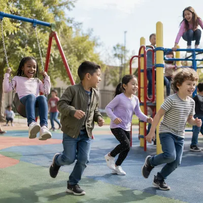 Children Playing on School Playground