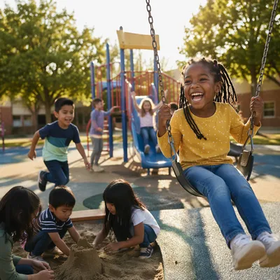 Children Playing on School Playground