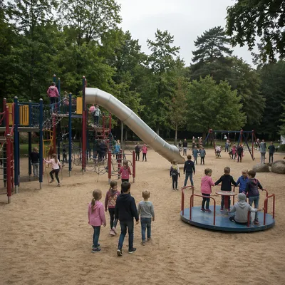 Children Playing Together on School Playground