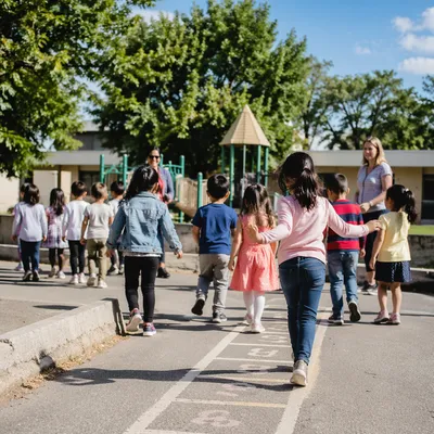 Children Playing Together on Sunny School Playground