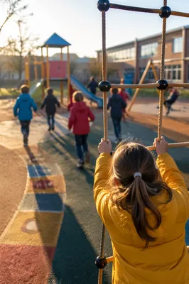 Children Playing at School Playground Recess
