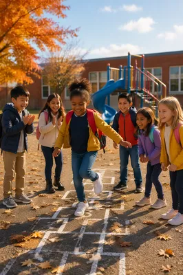 Children Playing on School Playground Together