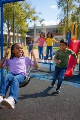 Children Playing on School Playground