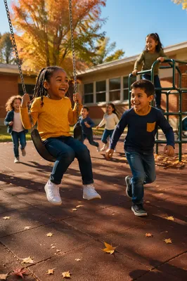 Children Playing on School Playground
