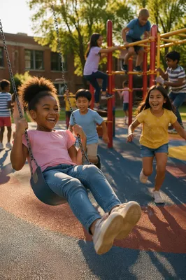 Children Playing on School Playground